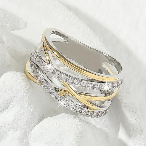 Bague en Zirconium SilverGold Radiance