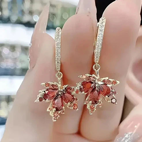 Boucles d'oreilles en or feuille de zirconium