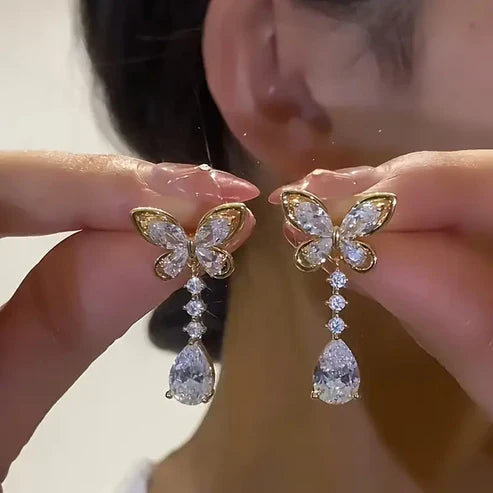 Boucles d'oreilles en or Papillon Brillant