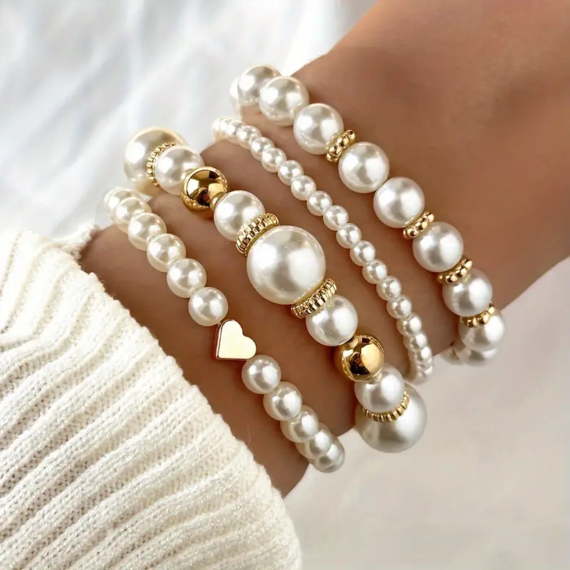 Ensemble de Bracelets en Perles Dorées