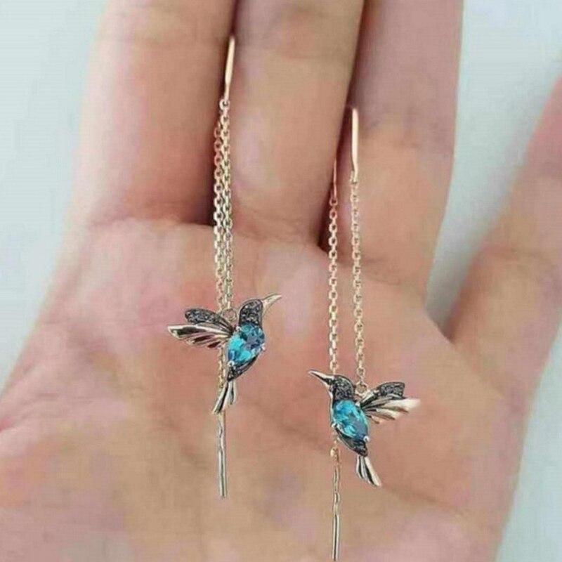 Boucles d'oreilles avec émail Colibri et zirconias