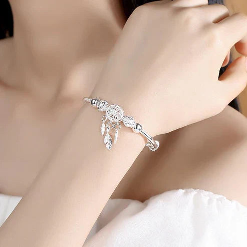 Bracelet attrape-rêves ajustable en argent