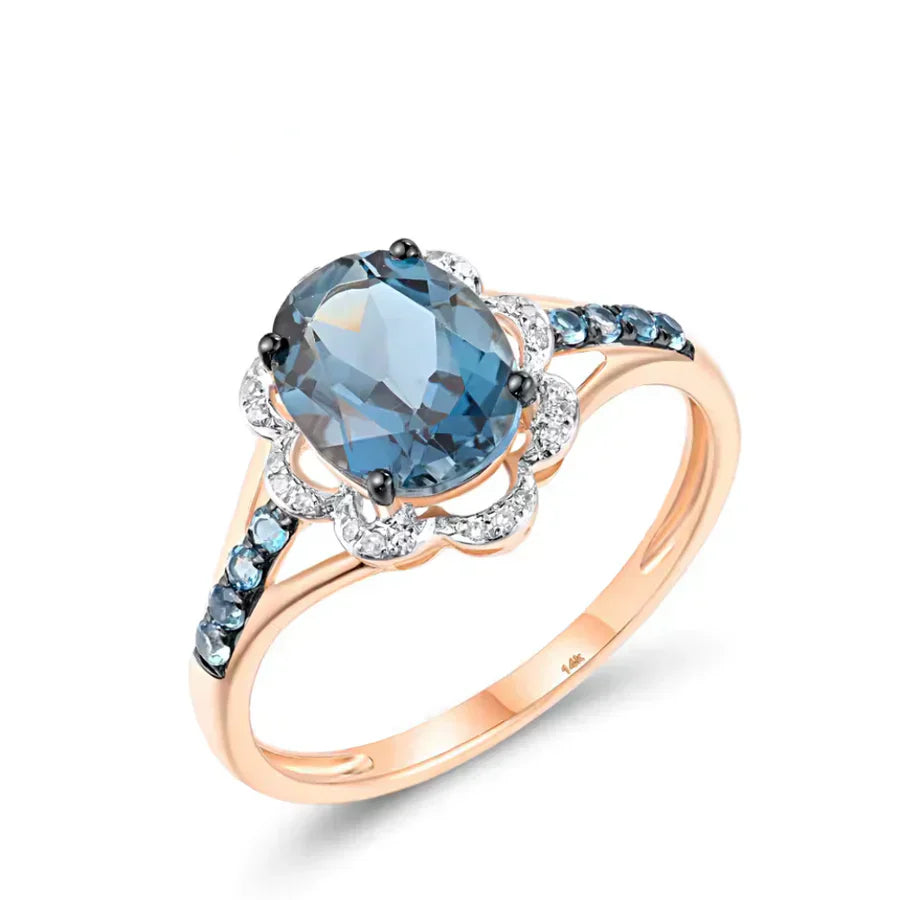 Bague en Gemme Étincelante de Topaze Bleue