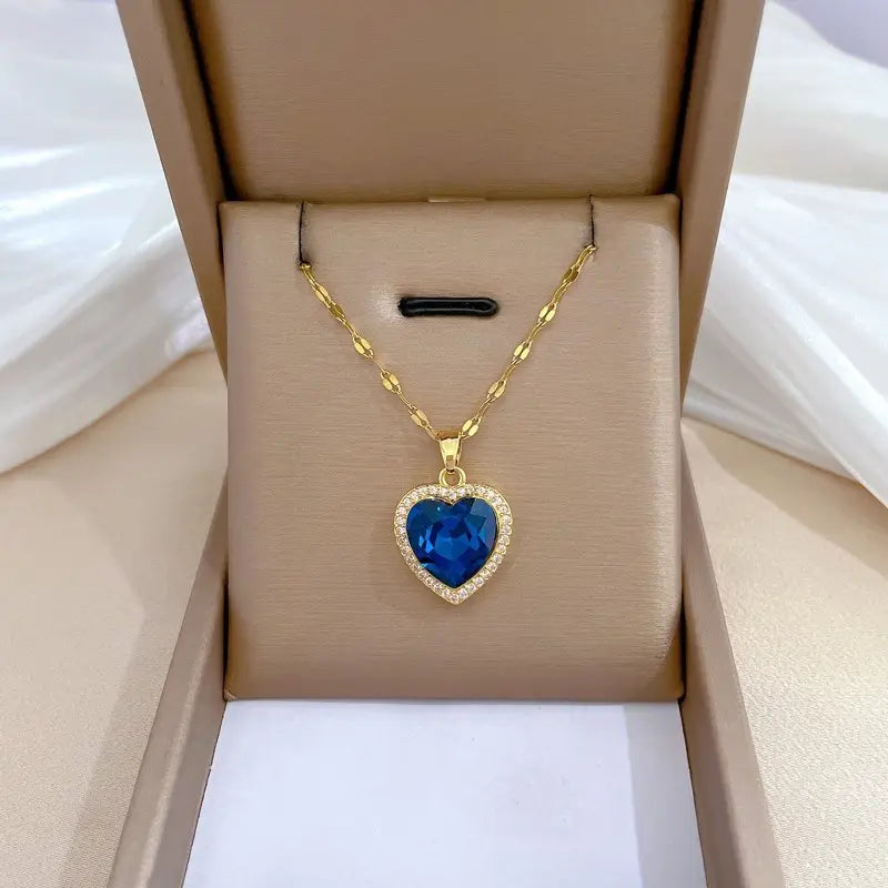 Collier Cœur en Saphir Doré