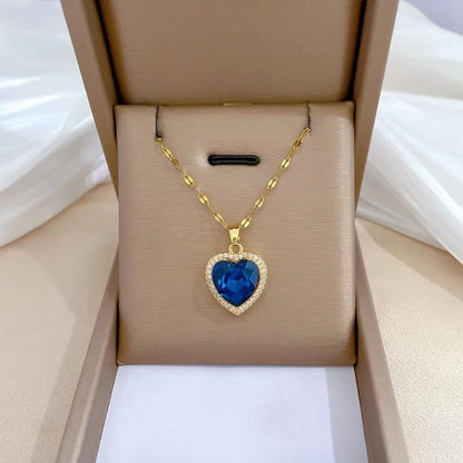Collier Cœur en Saphir Doré