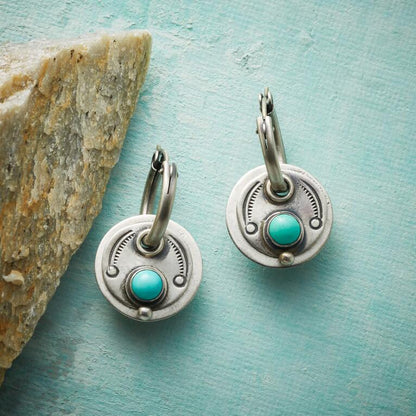Boucles d'oreilles bohèmes avec pierres turquoise en argent