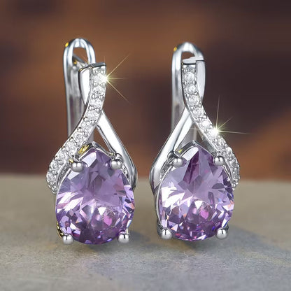 Boucles d'oreilles pendantes en améthyste argentée