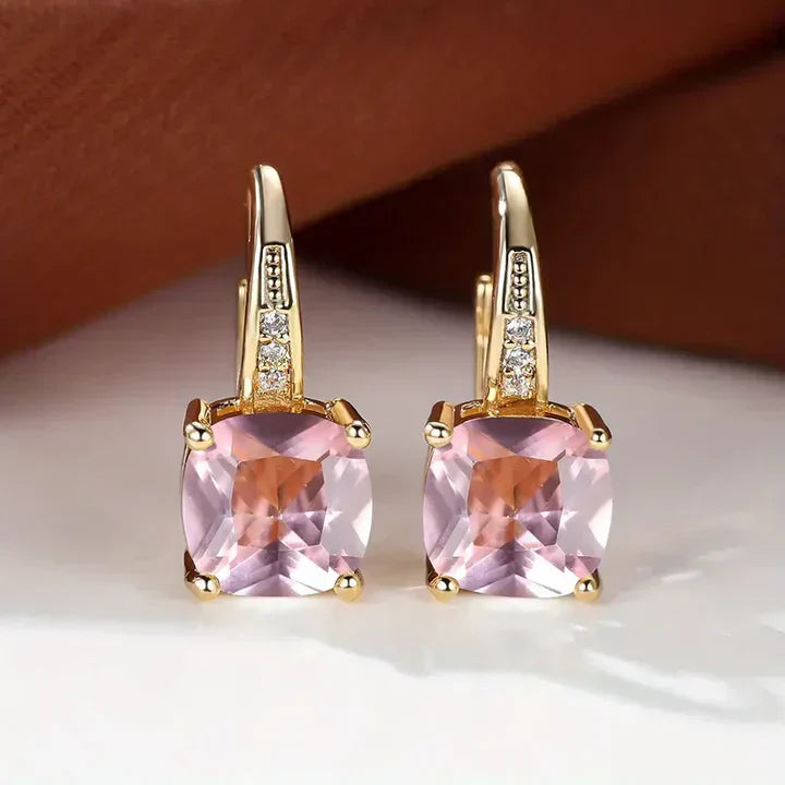 Boucles d'oreilles créoles en or avec pierres précieuses mystiques