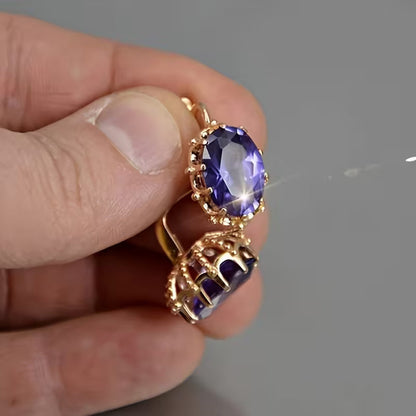 Boucles d'oreilles en couronne d'améthyste dorée