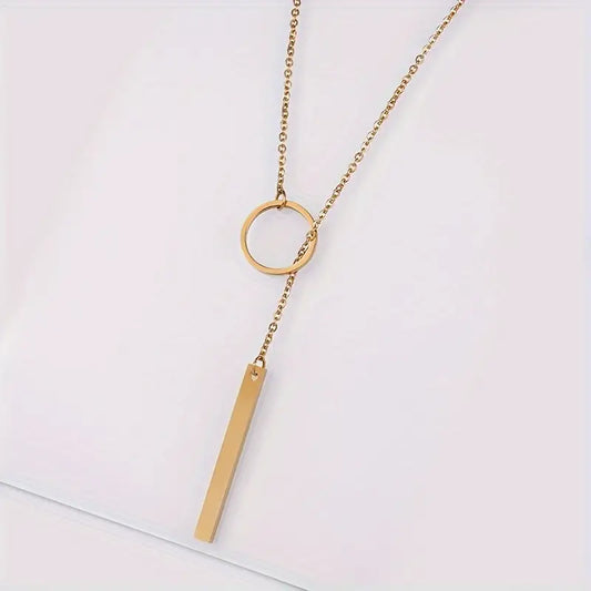 Collier pendentif en alliage inspiré ethniquement avec cercle et bâton