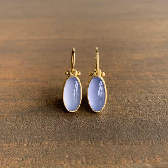 Boucles d'oreilles en pierre de lune lilas vintage