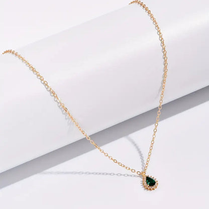 Collier en goutte d'eau en or et émeraude