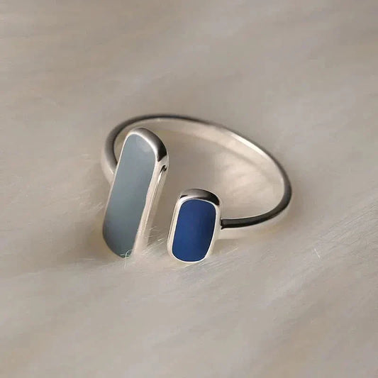 Bague vintage avec pierre bleue en argent