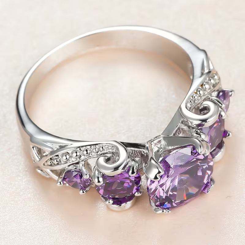 Bague Vintage en Améthyste Argentée