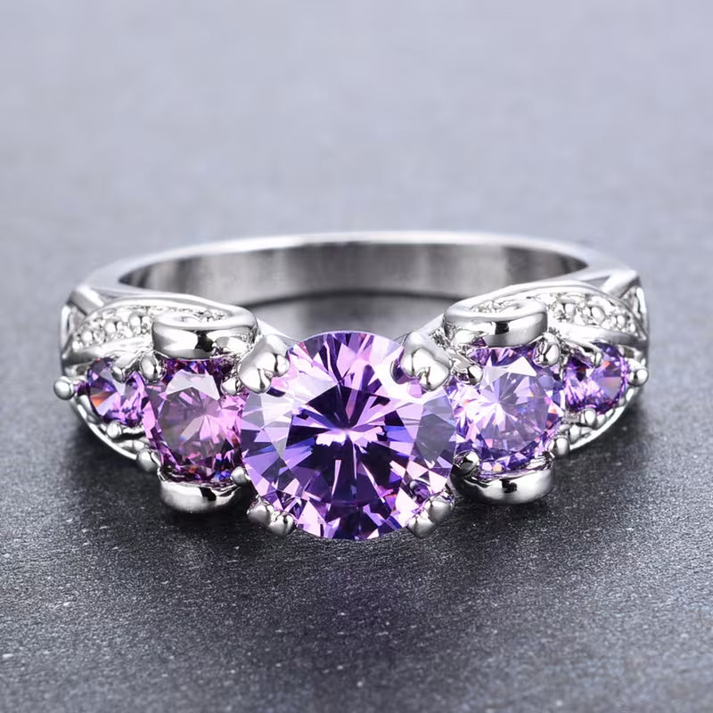 Bague Vintage en Améthyste Argentée