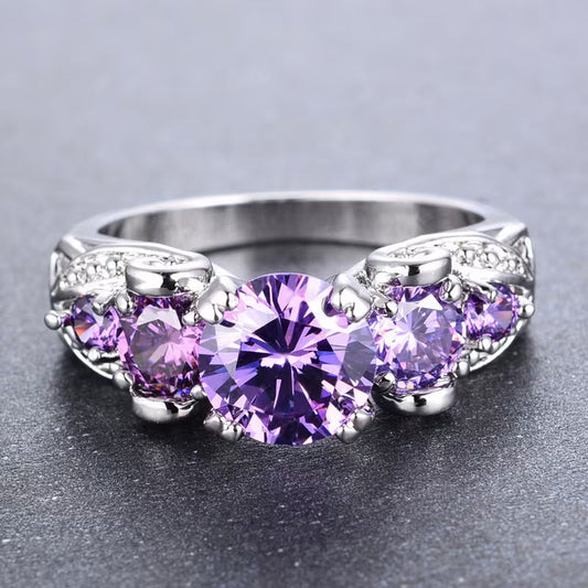 Bague Vintage en Améthyste Argentée