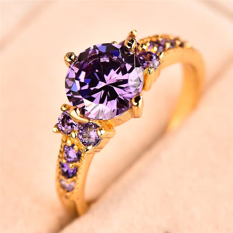 Bague en Améthyste Dorée