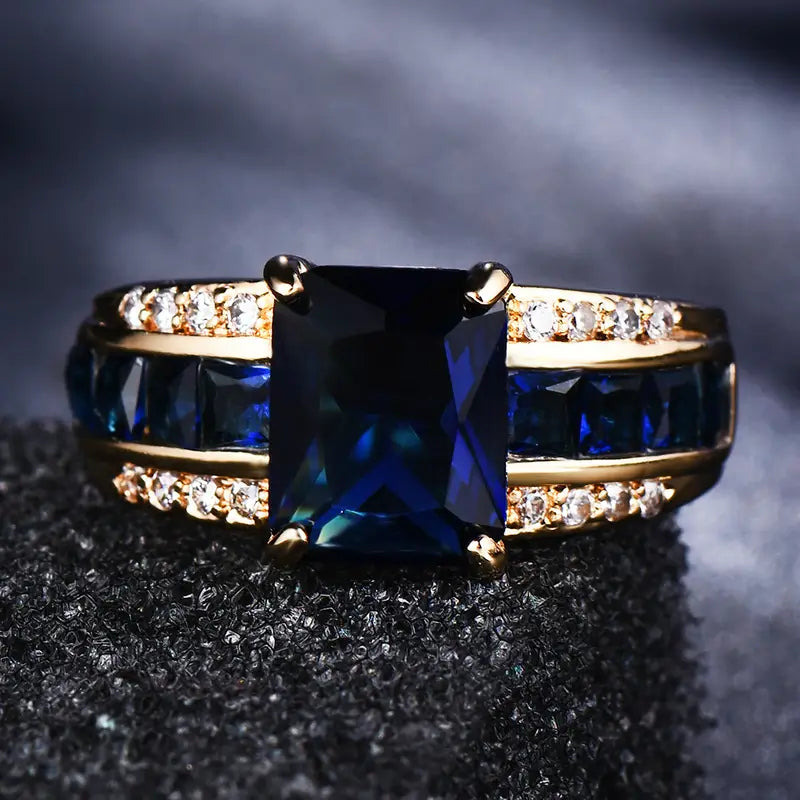 Bague en Or avec Saphir Taillé en Carré