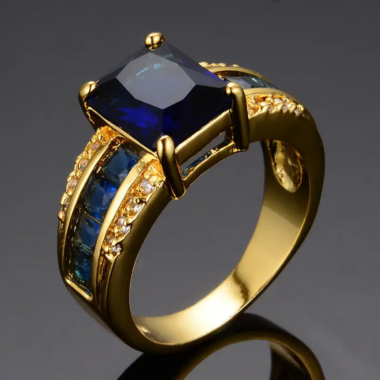 Bague en Or avec Saphir Taillé en Carré