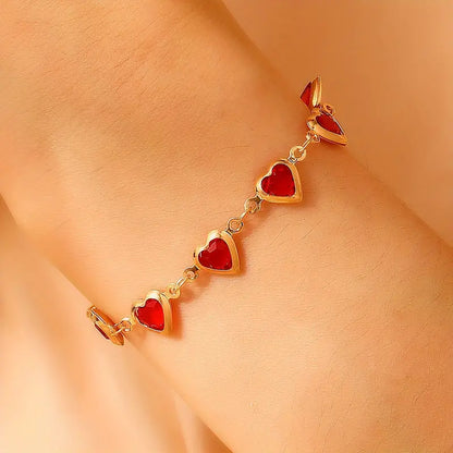 Bracelet Chaîne Cœur Rubis en Or