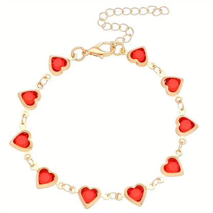 Bracelet Chaîne Cœur Rubis en Or