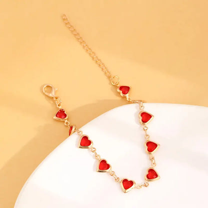 Bracelet Chaîne Cœur Rubis en Or