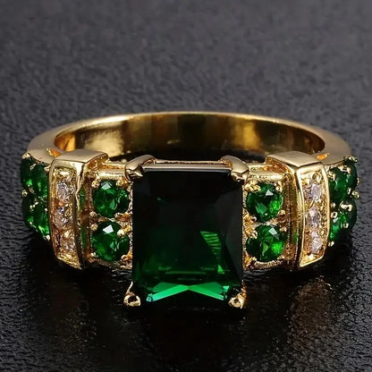 Bague Géométrique en Or et Émeraude