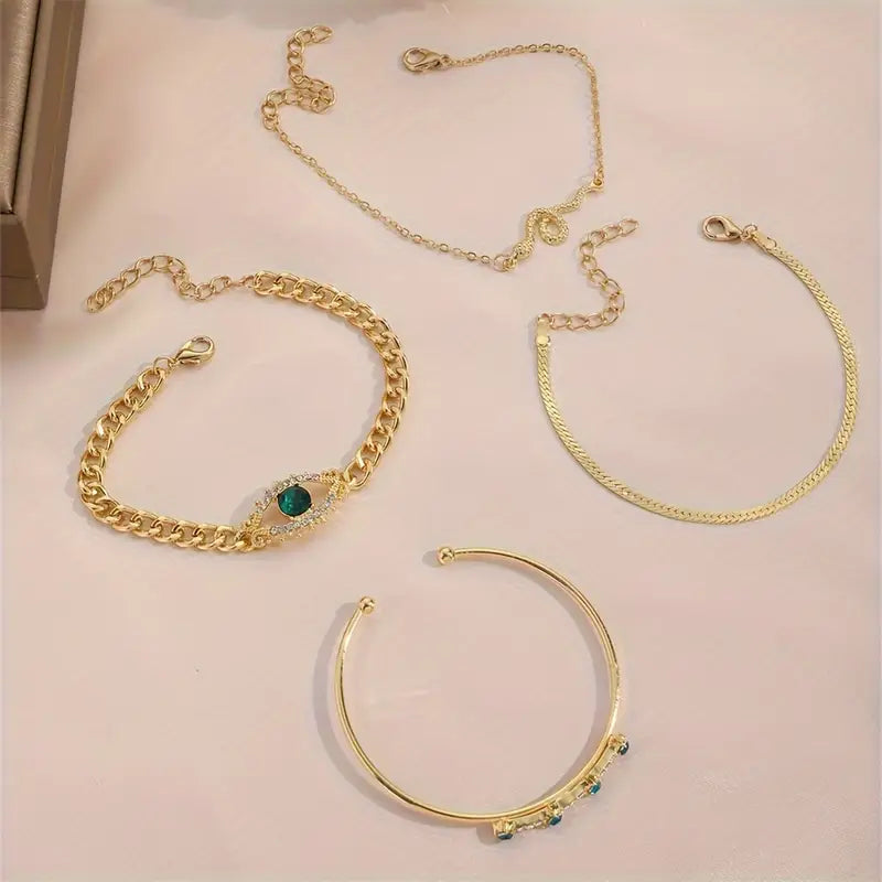 Ensemble de Bracelets Charms Émeraude en Or