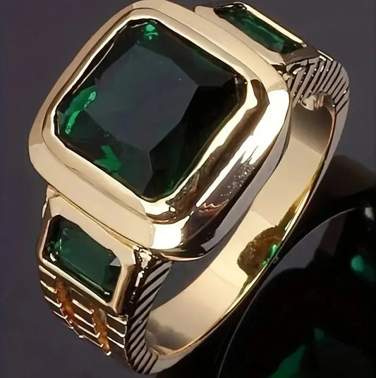 Bague Sceau Émeraude en Or