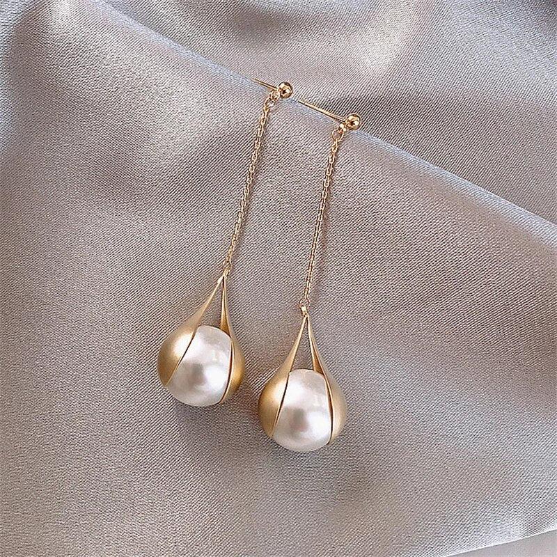 Boucles d'oreilles en perles dorées