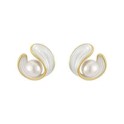 Boucles d'oreilles en opale blanche de luxe avec perles en or