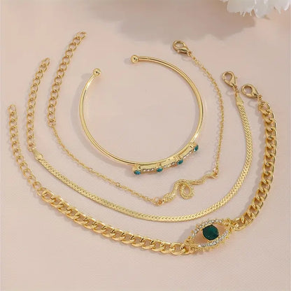 Ensemble de Bracelets Charms Émeraude en Or