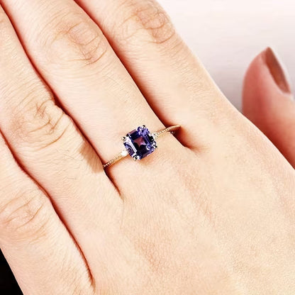 Bague Solitaire en Or et Améthyste