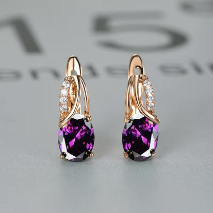 Boucles d'oreilles créoles en or et améthyste