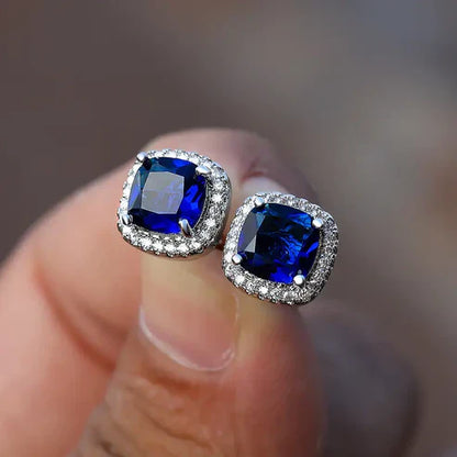 Boucles d'oreilles carrées en saphir