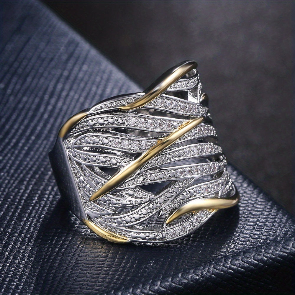 Bague tressée en argent et or