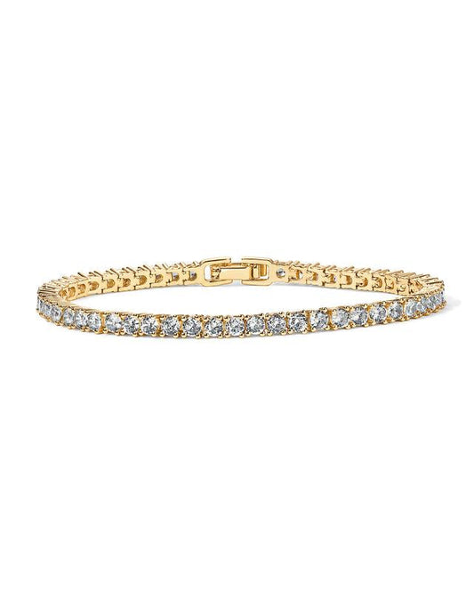 Éclat Doré : Bracelet de Tennis en Cristal Éblouissant