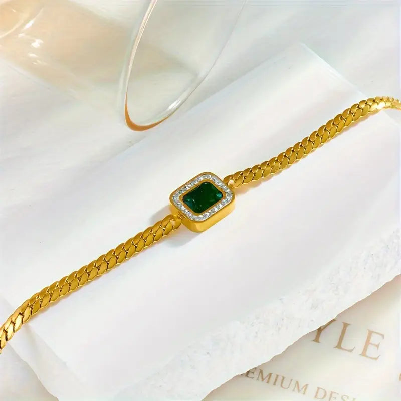 Bracelet Chaîne Émeraude en Or