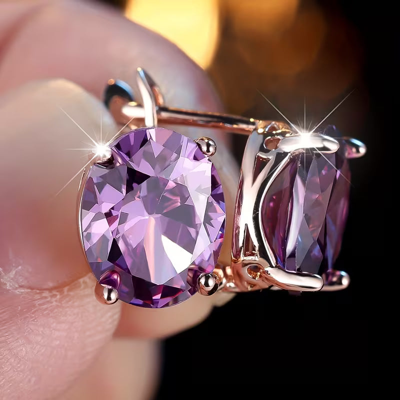 Boucles d'oreilles en améthyste or rose