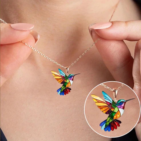 Magnifique Collier Colibri avec Boucles d'Oreilles Bonus