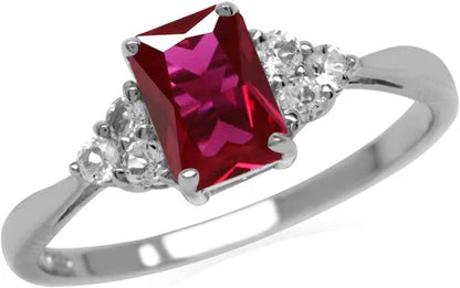 Bague en Rubis Taillée en Octogone