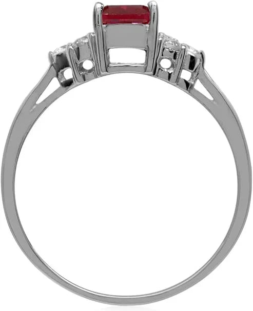 Bague en Rubis Taillée en Octogone