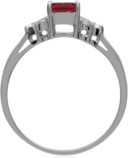 Bague en Rubis Taillée en Octogone