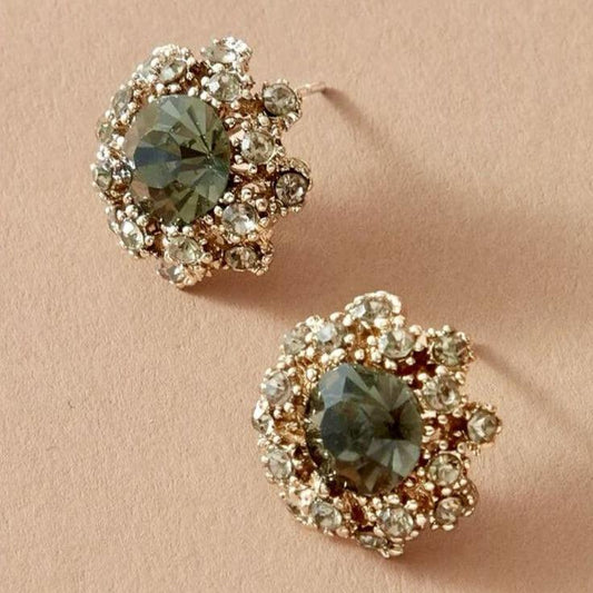 Boucles d'oreilles vintage rondes brillantes vertes