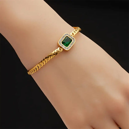 Bracelet Chaîne Émeraude en Or
