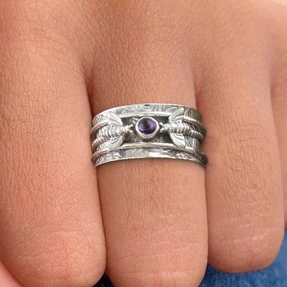 Bague de Méditation en Pierre Précieuse Violette