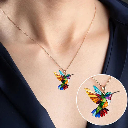 Magnifique Collier Colibri avec Boucles d'Oreilles Bonus