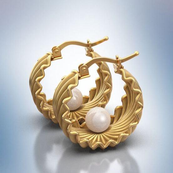 Boucles d'oreilles vintage en perles dorées