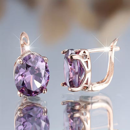Boucles d'oreilles en améthyste or rose