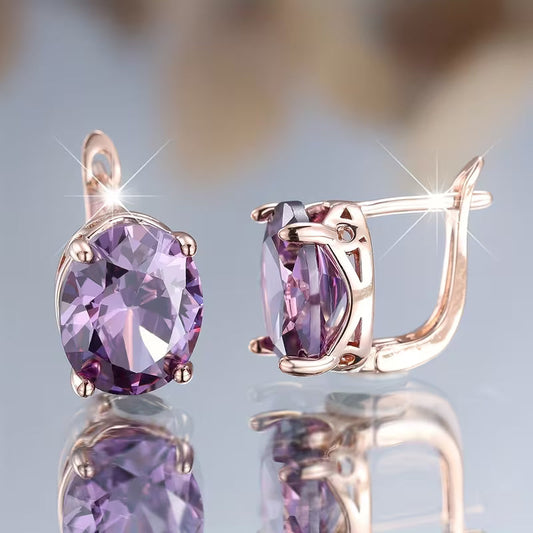 Boucles d'oreilles en améthyste or rose